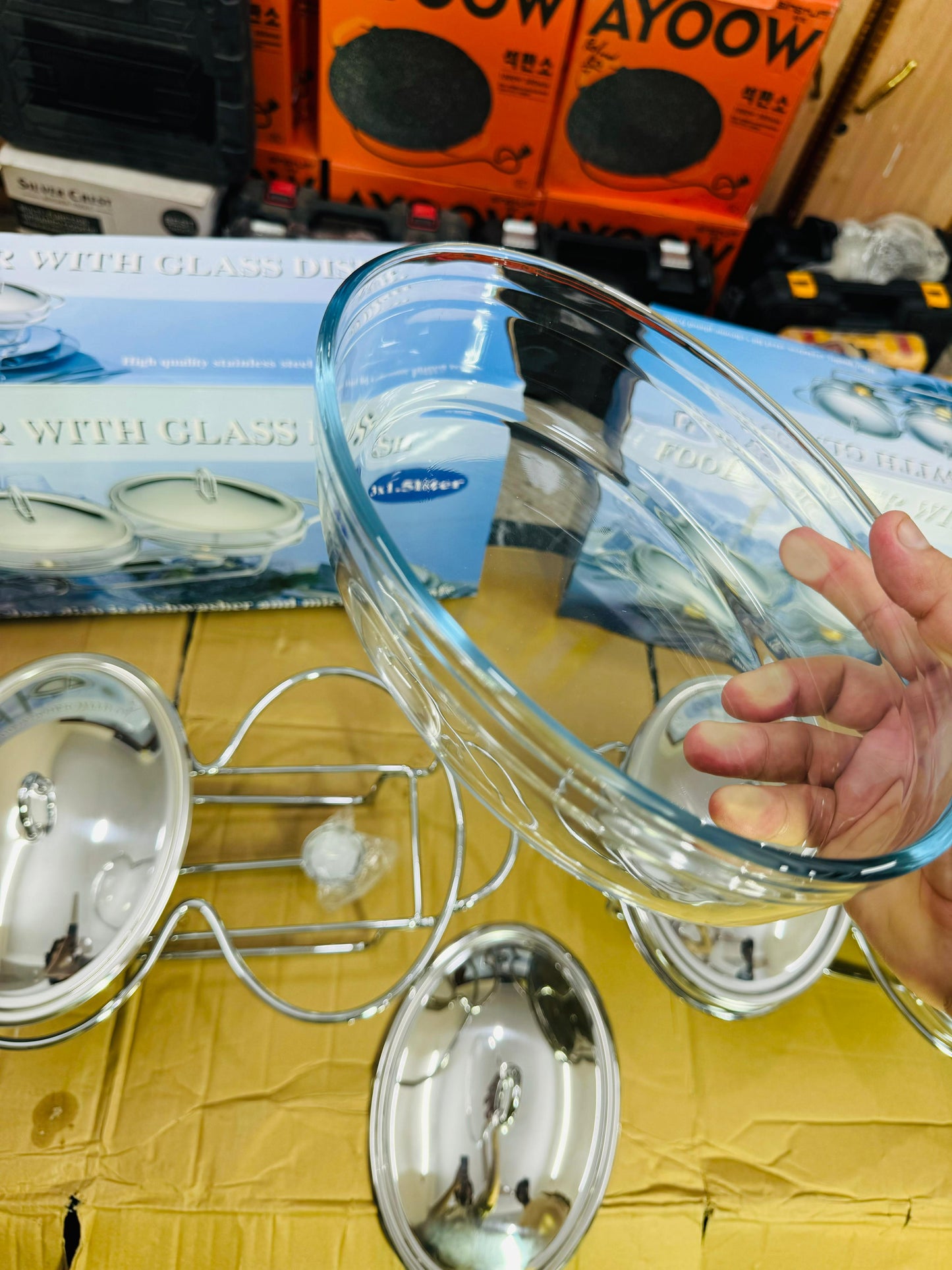 Food warmer & buffet glass dish