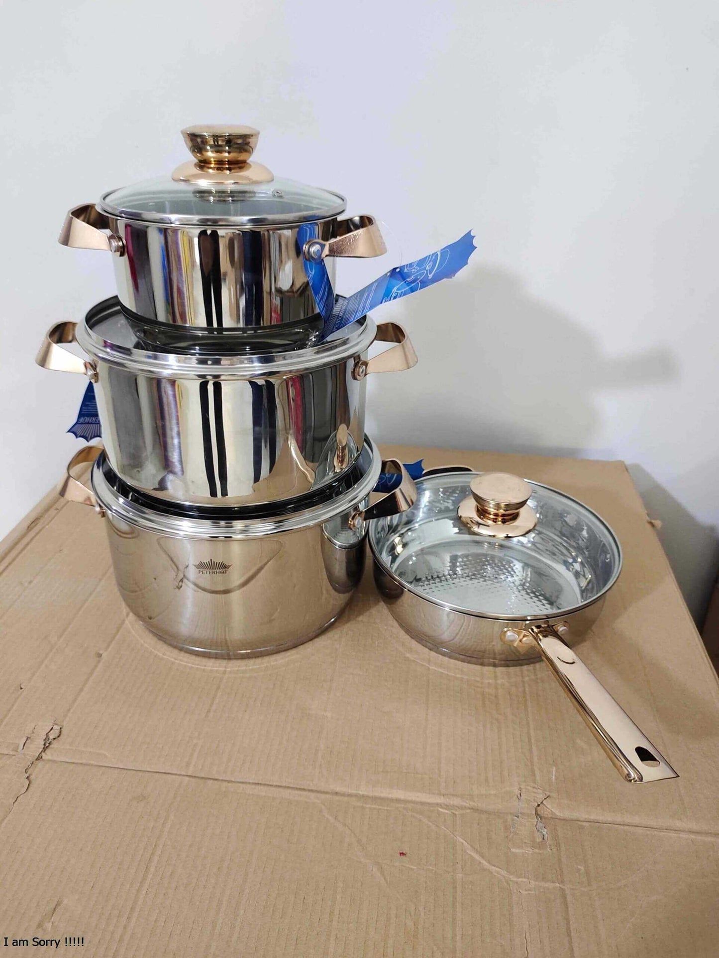 original france lot 8 Pcs Peterhof Cookware Steel 5 Ply Bottom