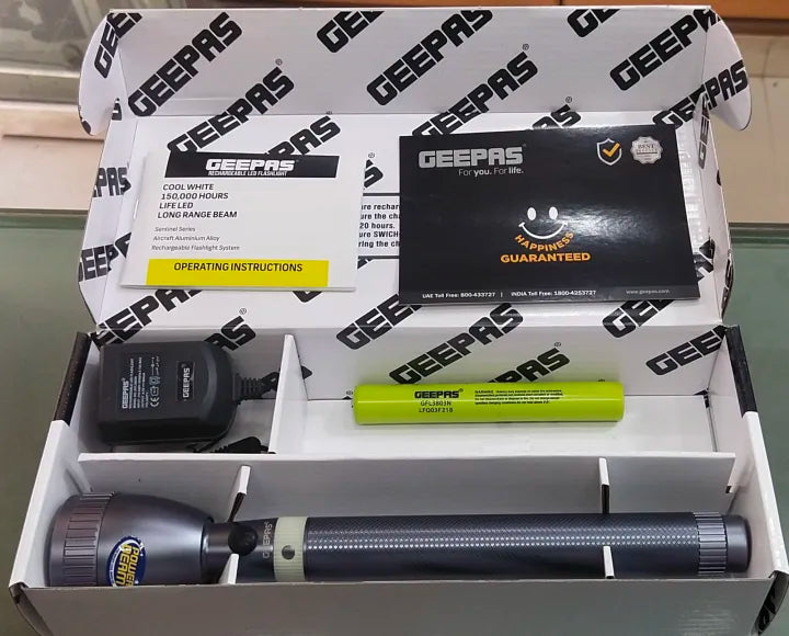 Geepas Rechargeable LED Flashlight GFL3803N Original Product torch