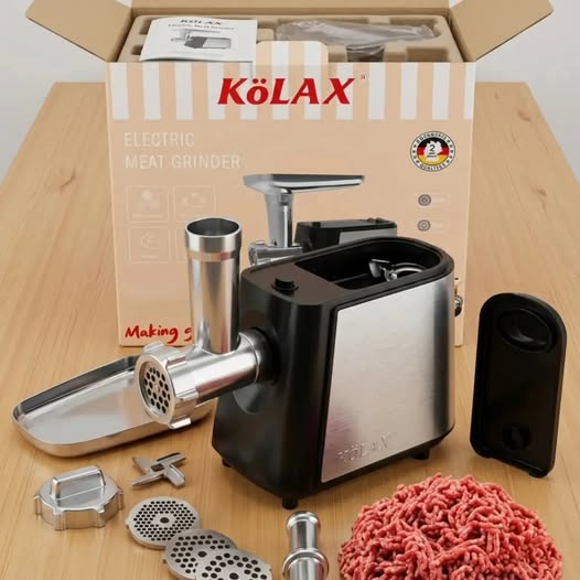 KOLAX Meat Grinder 1800W (Stainless Steel, Kebbeh Attachments)