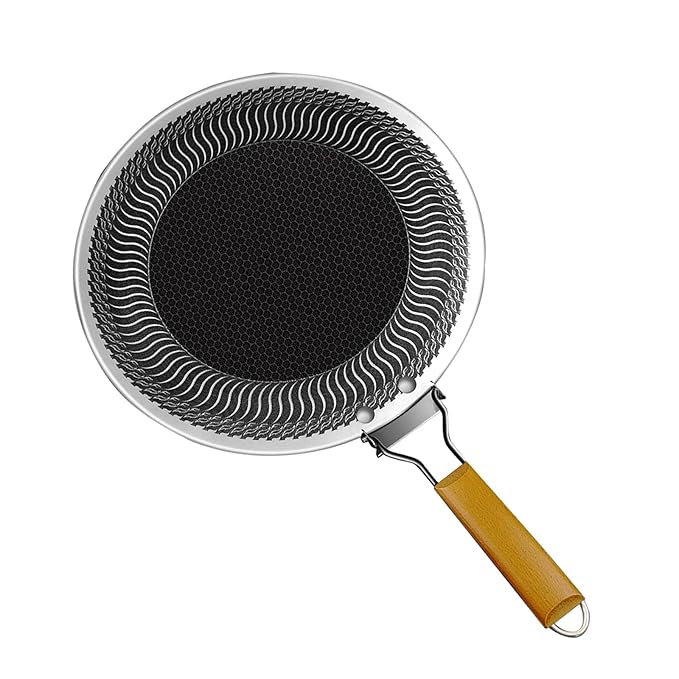 GERMAN lot single handle 34cm honeycomb lesser coating tawa