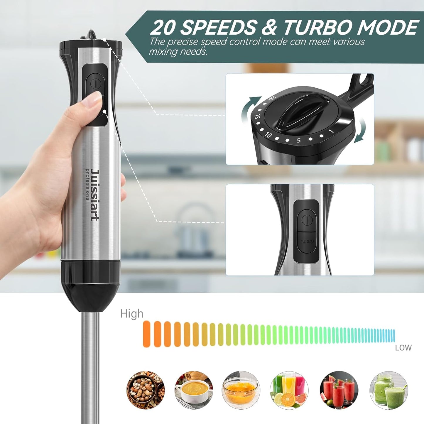 Juissiart 800W Multifunction 4 in 1 Hand Blender