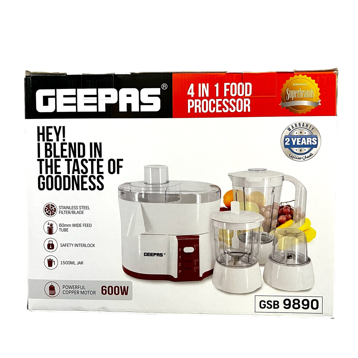 Geepas 4-in-1 Food Processor GSB 9890