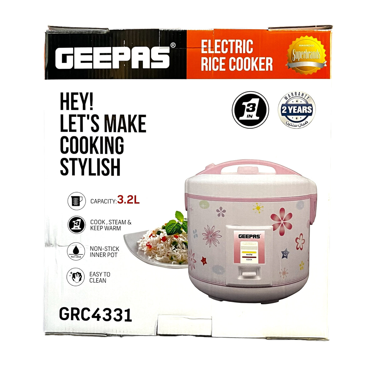 Geepas 3.2L Electric Rice Cooker GRC 4331