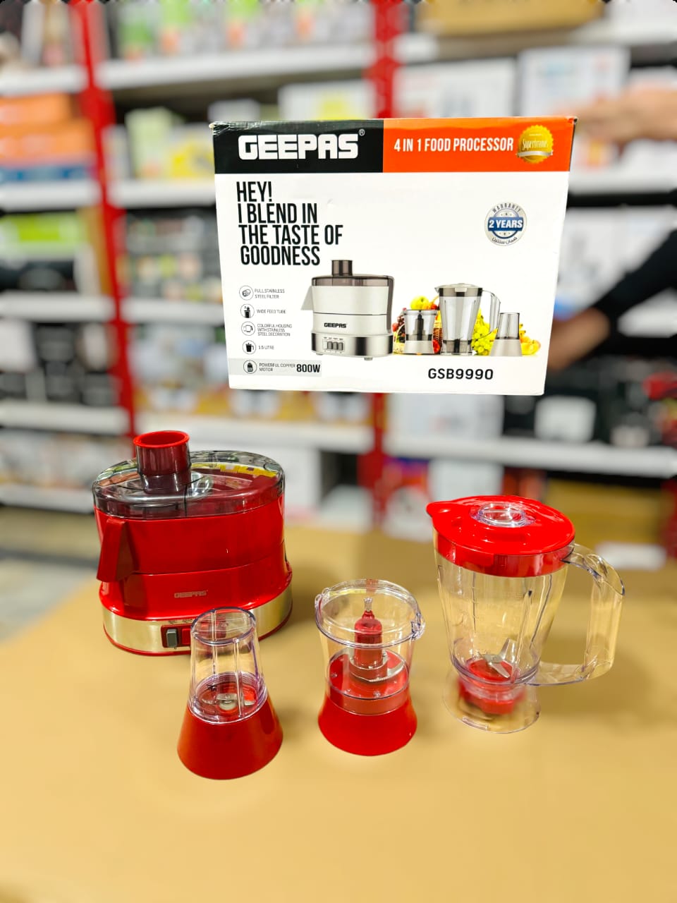 Geepas 4-in-1 Food Processor GSB9990 juicer set( 2 year warranty