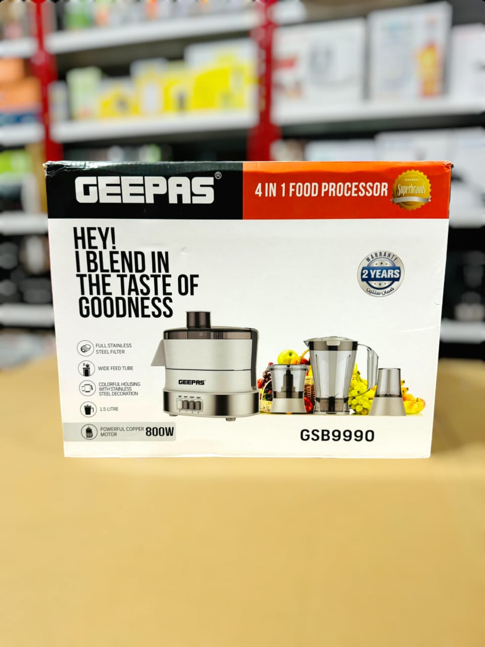 Geepas 4-in-1 Food Processor GSB9990 juicer set( 2 year warranty