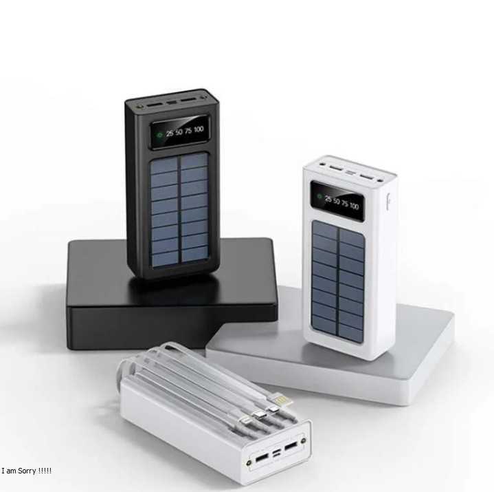 20000mAh Solar Power Bank Portable Fast Charger External Battery with in Built 4 Charging Power Cable | Lot Imported