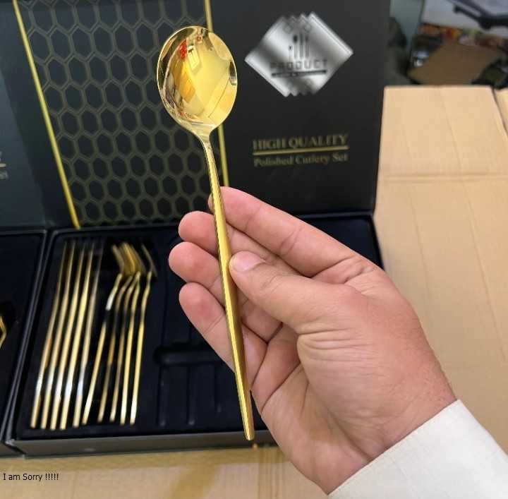 Lot Imported 24 Piece Golden & Black Cutlery set