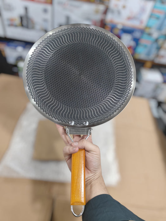 GERMAN lot single handle 34cm honeycomb lesser coating tawa