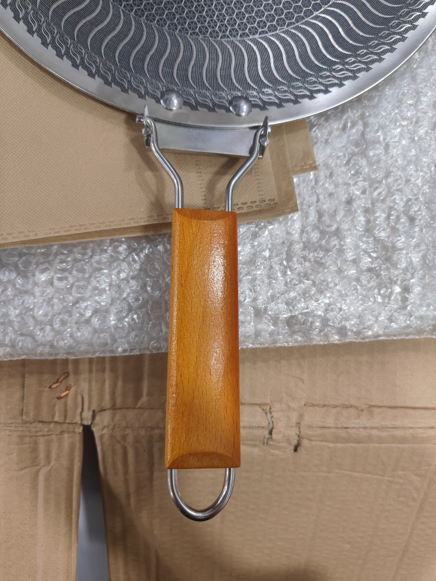 GERMAN lot single handle 34cm honeycomb lesser coating tawa