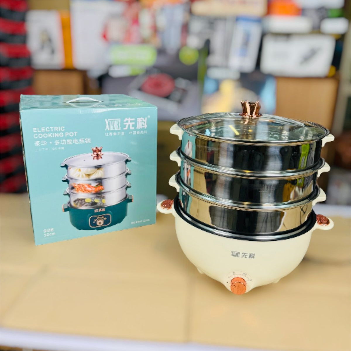 2 in 1  Cooking Pot and 3 layers Food steamer