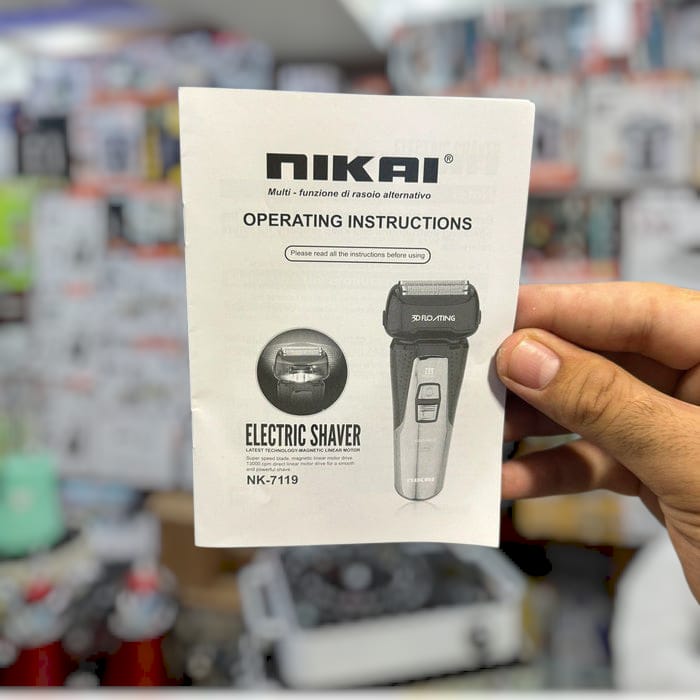 Nikai 3D Washable Shaver NK-7119 (Floating Heads, 3-Hour Battery)