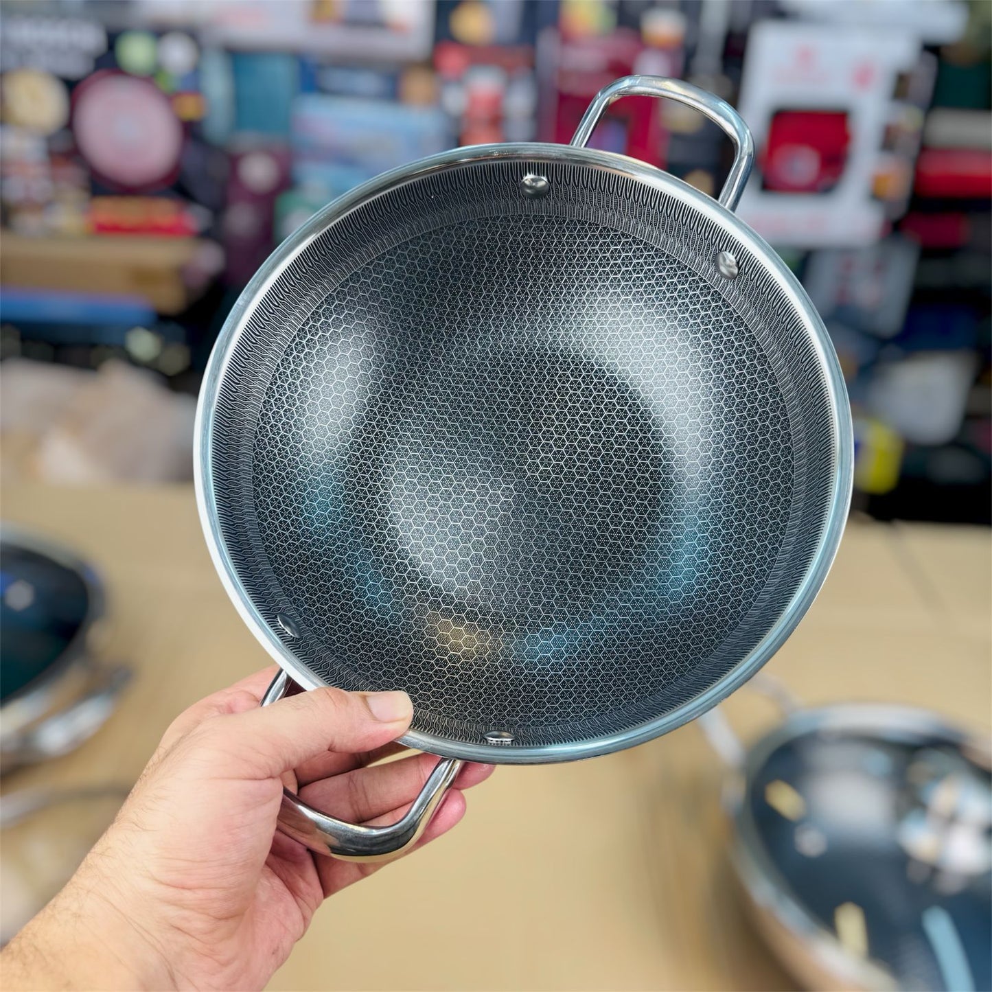 3 pcs lesser coating honeycomb shallow handi  30 cm+32 cm+ 34cm+
