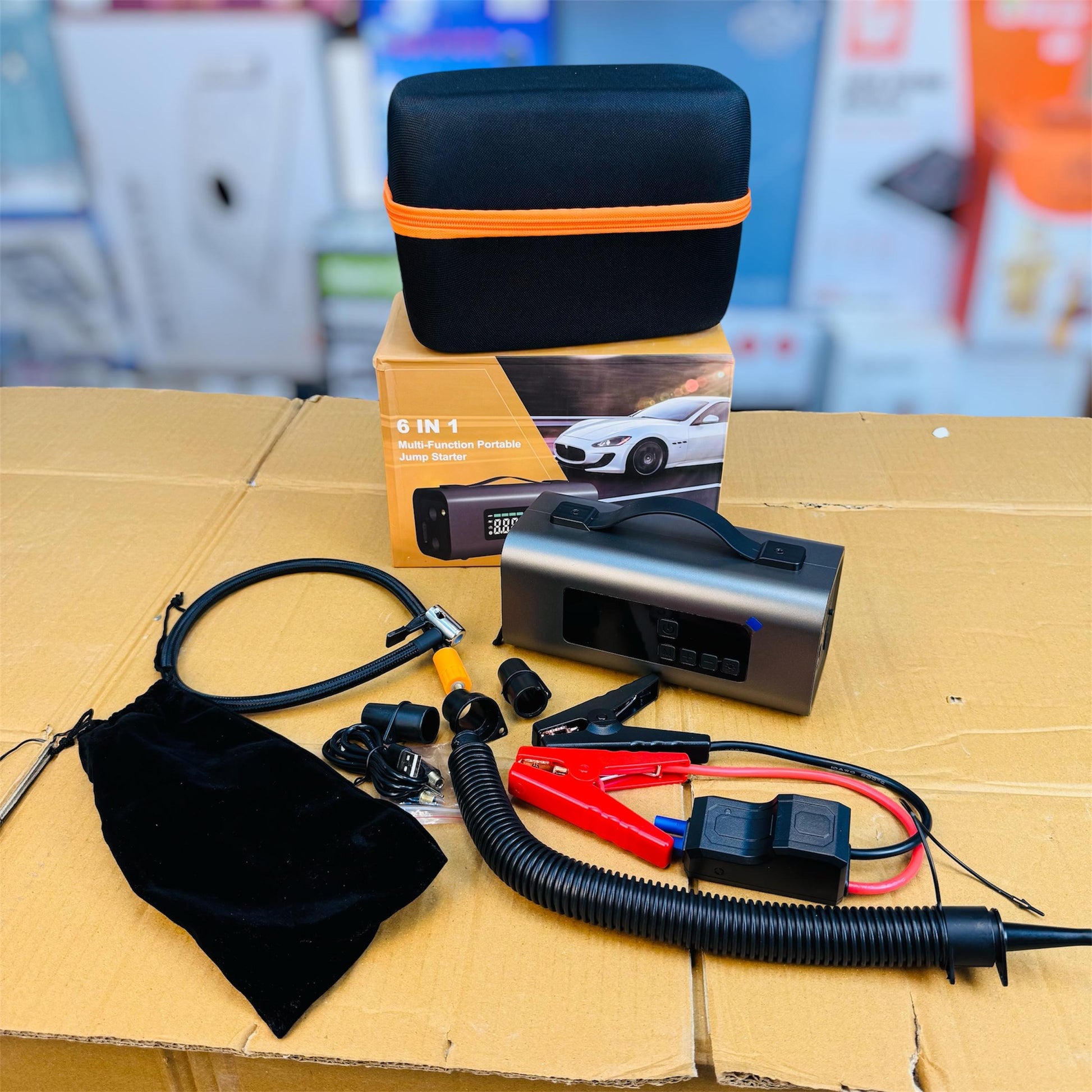 Jump starter in use
