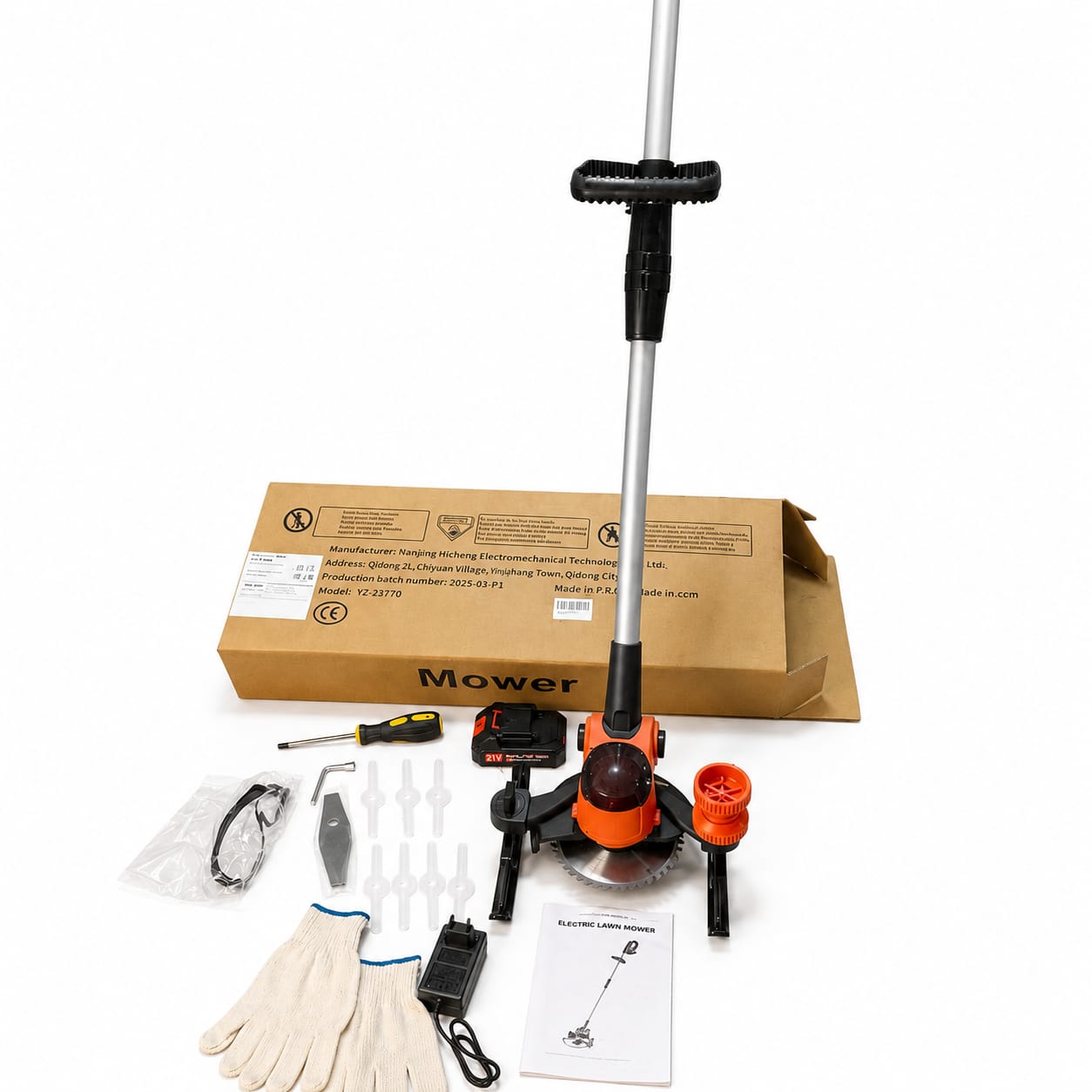 Electric Lawn Mower & Grass Trimmer YZ-225TD 21V – Cordless Garden Trimmer