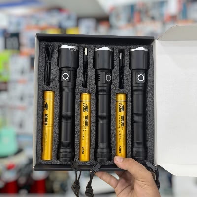 COBA 3-Piece LED Aluminum Alloy Flashlight Torch Set CB-2074-3