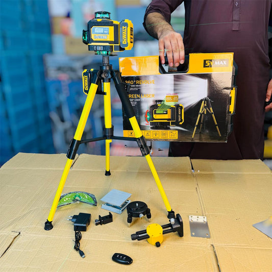 DeWalt 360° Rechargeable Laser Level – 16-Line Green Laser with Tripod & Remote