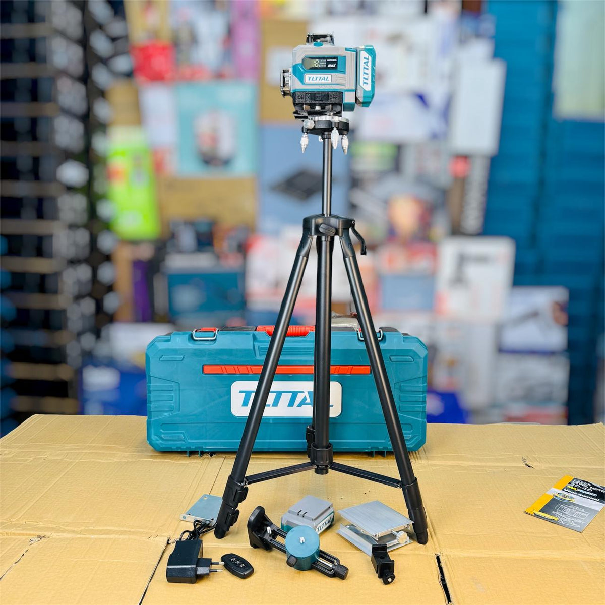 TLTTAL 360° Rechargeable Laser Level – 16-Line Green Laser with Tripod & Remote