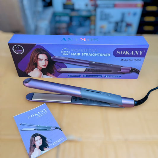 Sokany Hair Straightener SK-15076 – Ceramic Plate Styling Iron