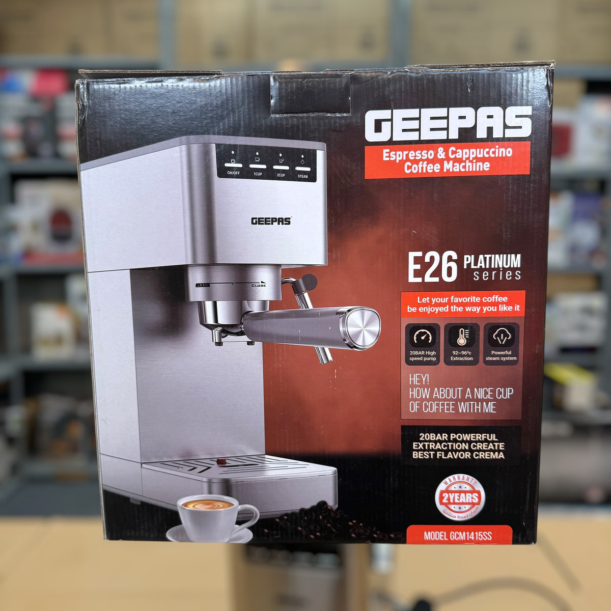 GEEPAS 1450W Espresso & cappuccino Coffee Machine-1415