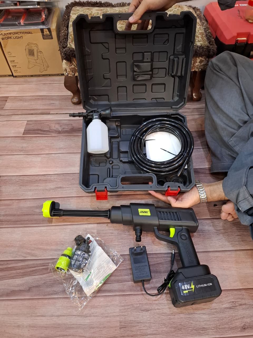 MDHL touch solar & car washer 48v double battery