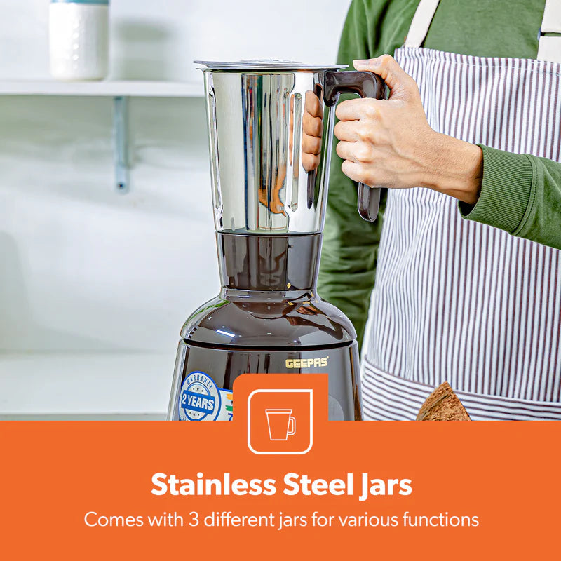 Geepas GSB44086 3-in-1 Mixer Grinder 750W  2 Years Warranty