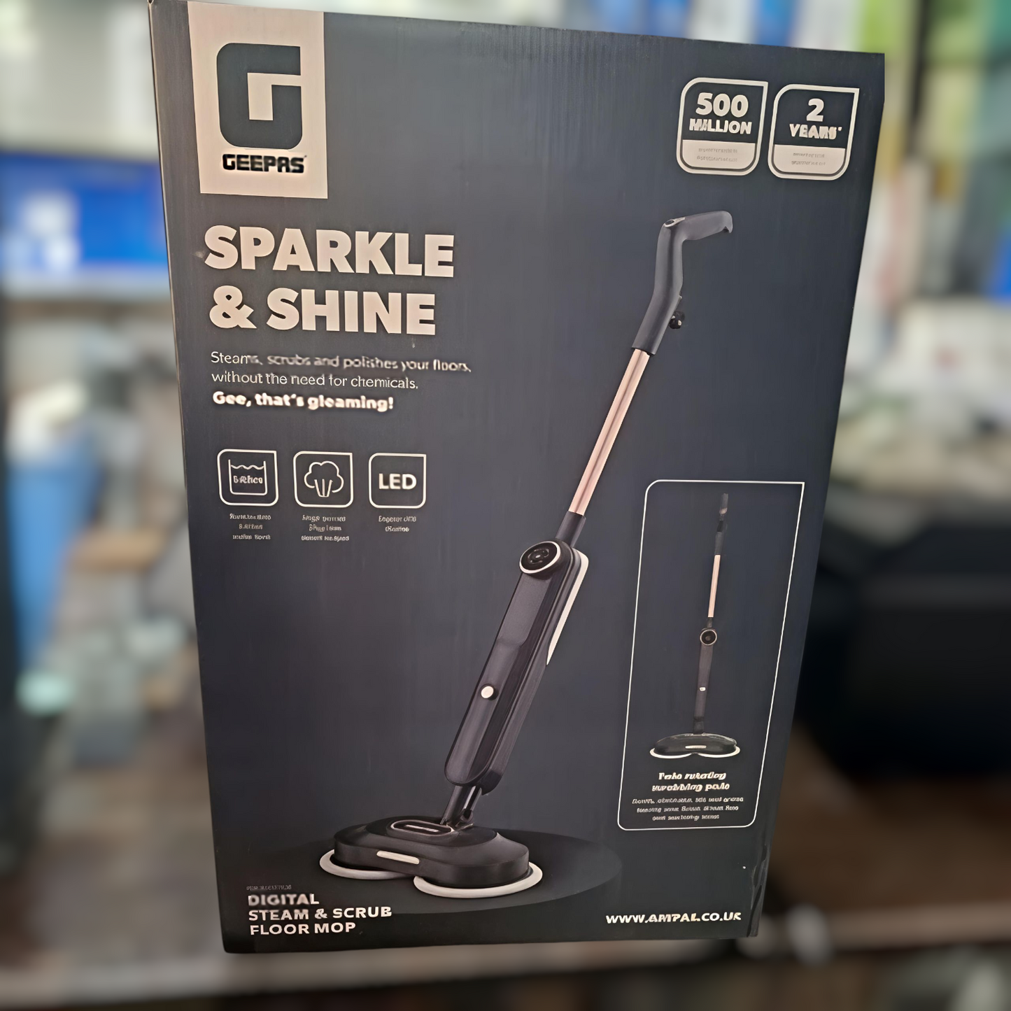 GEEPAS Digital Steam Mop Upright Steam Cleaner Floor Mop 63077