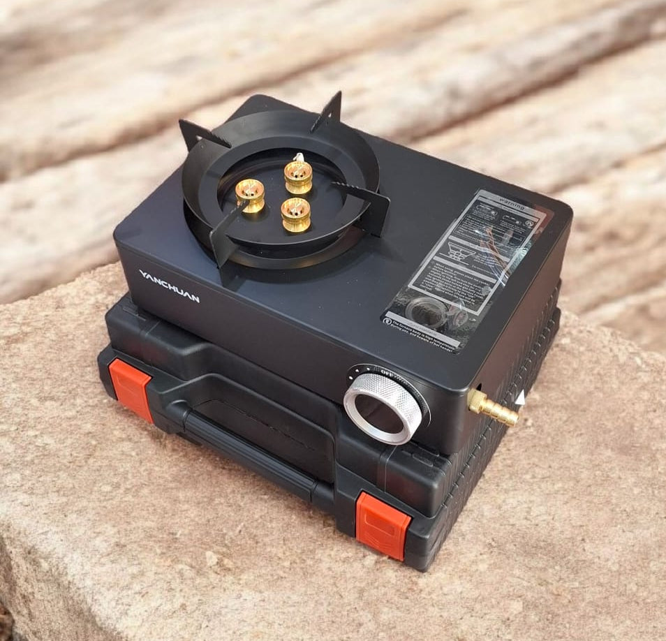 camping portable gas stove with carry box