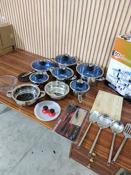 Lot imported original 30 piece stainless steel Cookwere