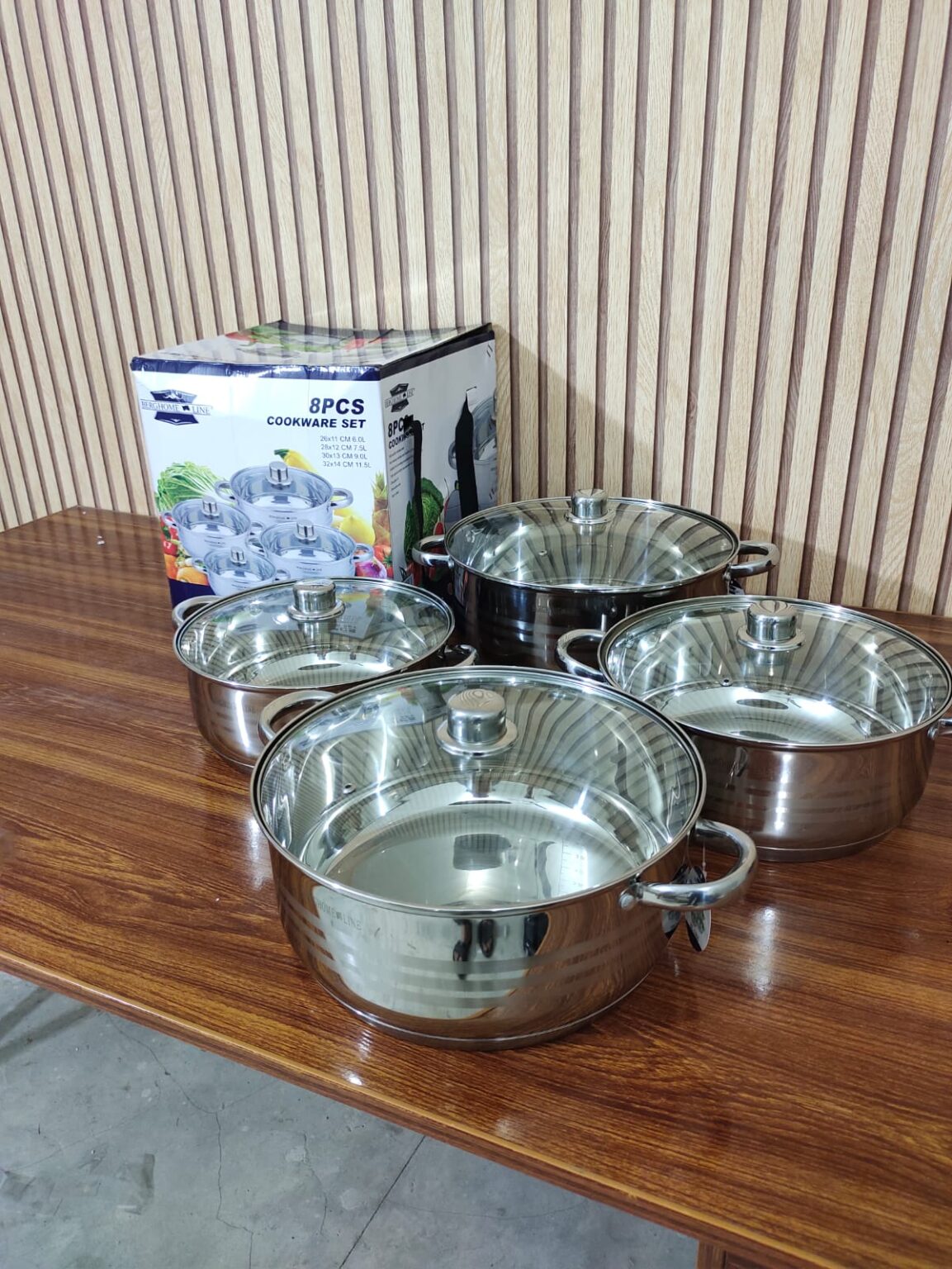 Original Italian lot BergHome 8pcs Stainless Steel Cookware Set