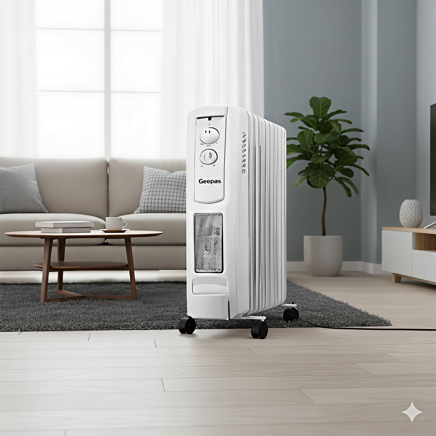 Geepas 9-Fin Portable Electric Oil-Filled Radiator Heater